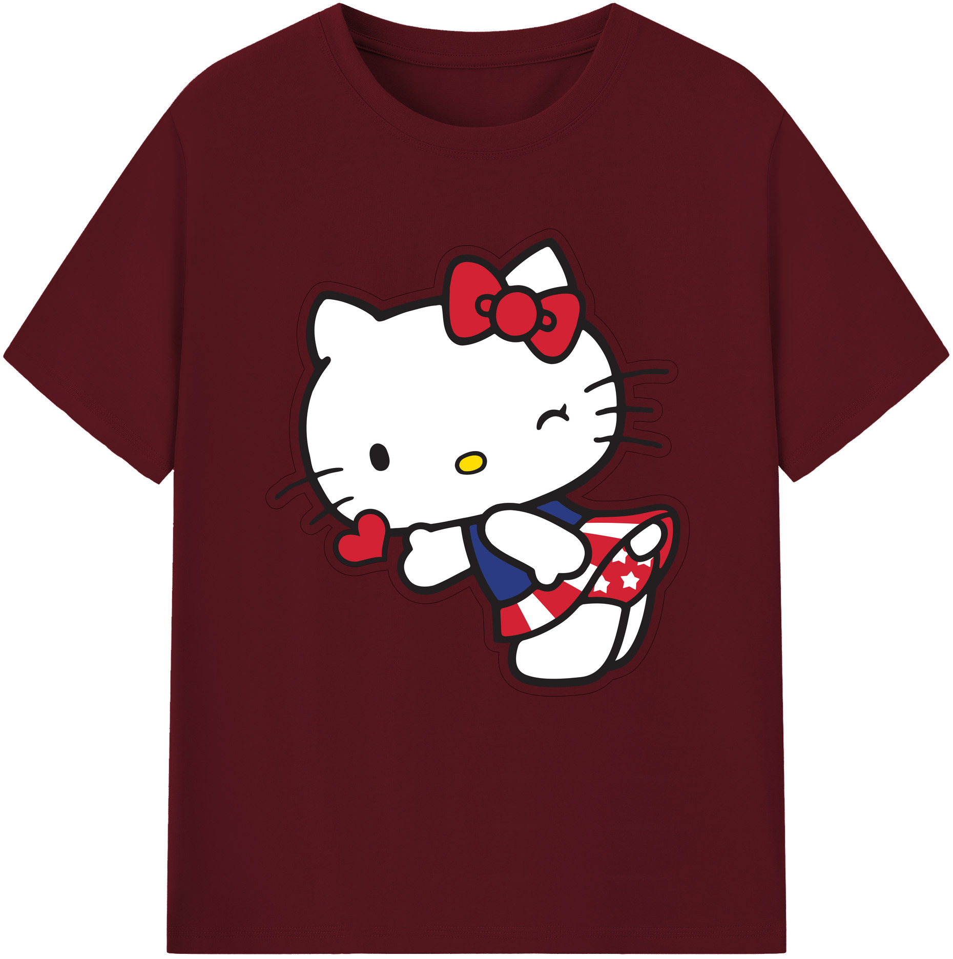 （画像用） Hello Kitty ハローキティ 綿100％半袖Tシャツ（フロントプリント）